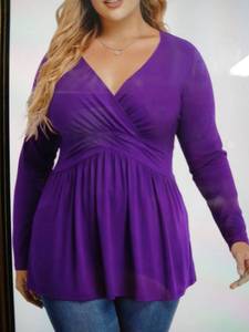 lot 31903 image: Tianzhu Womens V Neck Long Sleeve Lightweight Top Purple XL (Style May Vary)