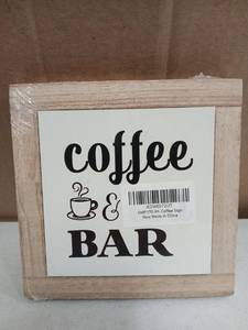 lot 31916 image: Rustic Coffee Bar Wood Sign 6x6in