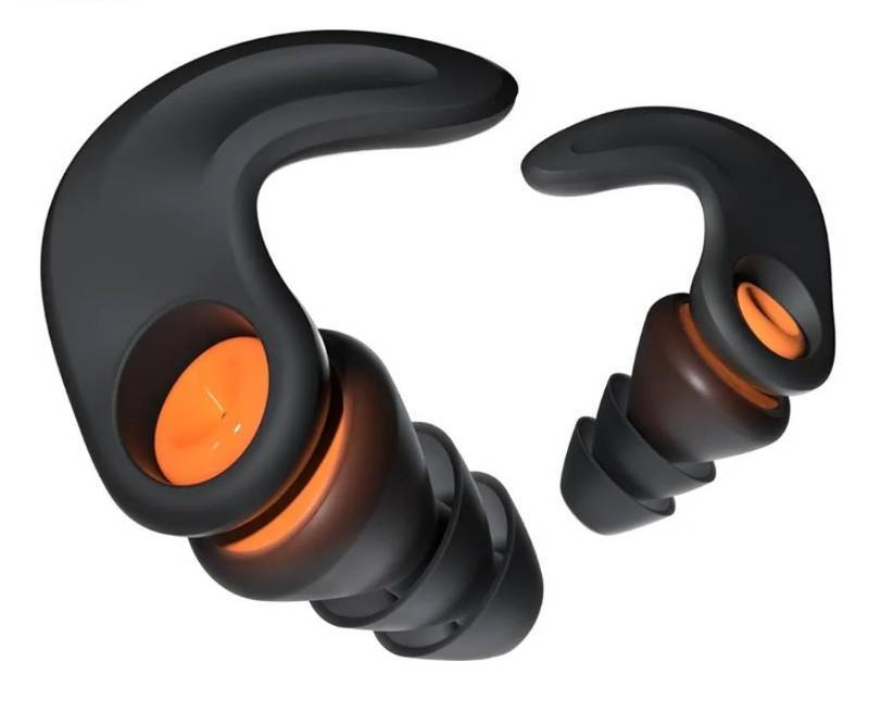 lot 32944 image: Ear Plugs for Sleeping Noise Cancelling, Reusable Ear Protection EarPlugs, Multi Frequency Noise Reduction for Sleep, Motorcycle, Trip, Work, Noise Sensitivity - Black, Medium. 2 Pack.