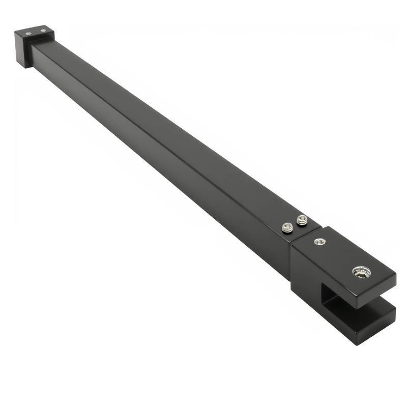 lot 42814 image: Shower Door Top Support Bar Rod, Length 17.7-31.9(451mm-811mm), to Fix 516(8mm) to 38(10mm) Thick Frameless Glass Panel, Matte Black