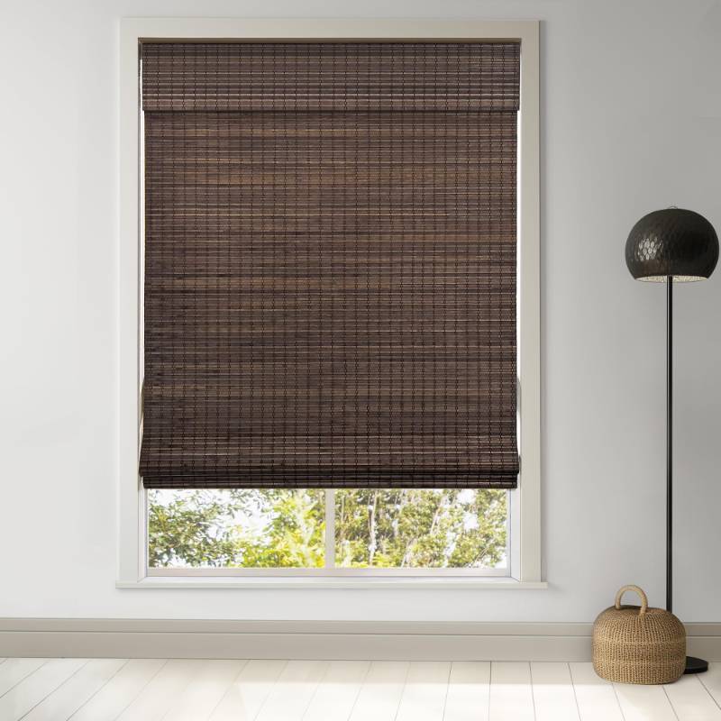 lot 42856 image: LazBlinds Cordless Bamboo Roman Shades, Privacy Blinds for Interior Windows, Room Darkening Roll Up Bamboo Blinds for Home & Patio, 28.5 W x 64 H, BDP-Espresso