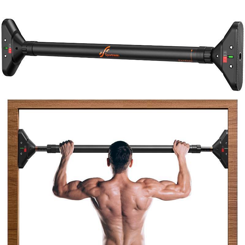 lot 42916 image: Sportneer Pull Up Bar Doorway Chin Up Bar No Screws Door Frame Chin Up Push Up Sit Up Bar Adjustable 75-94cm (29.5-37) Up to 200kg Capacity Workout Bar