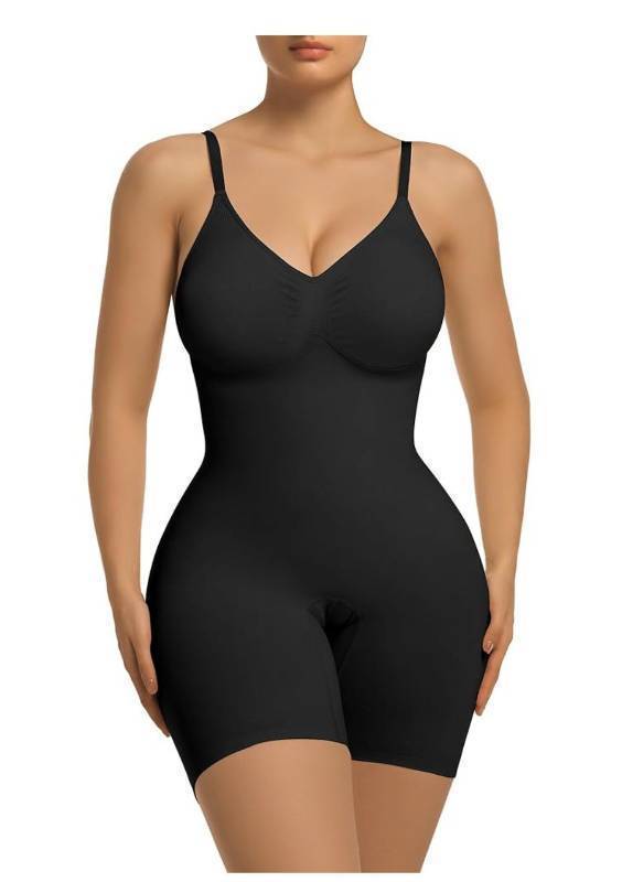 lot 11900 image: SHAPERX Womens Shapewear Tummy Control Bodysuit with Removable Pads Seamless Sculpting Mid Thigh Body Shaper
