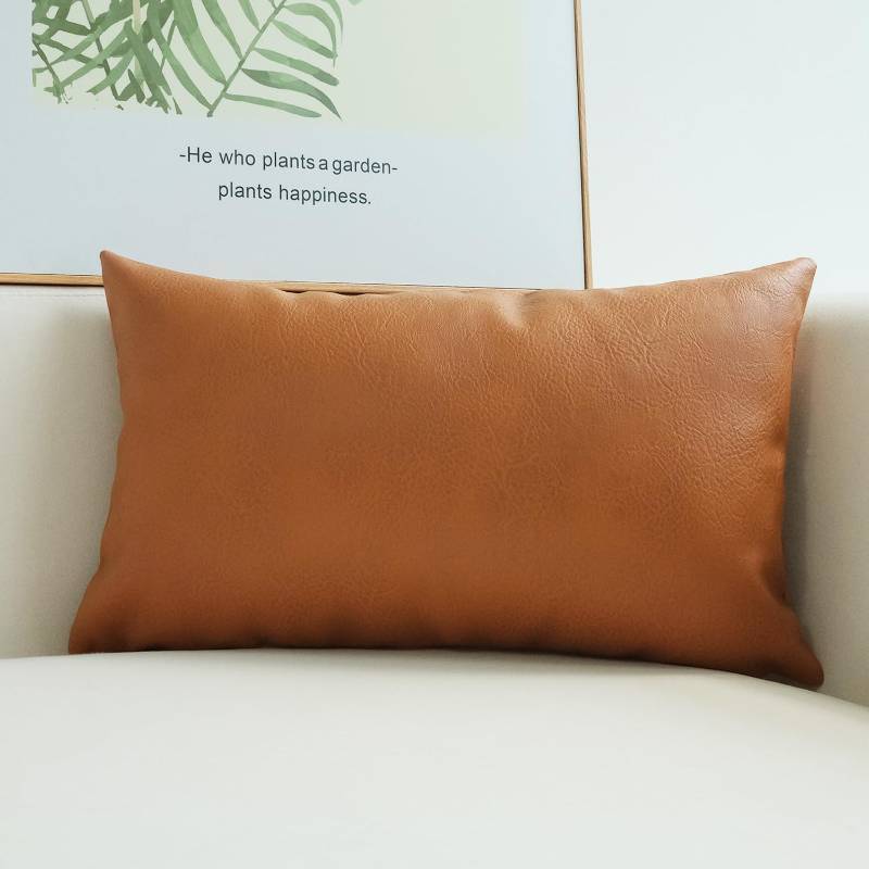 lot 32528 image: Modern Leather Throw Pillow Cover for Couch Sofa Bed 12 x 20 Inch 100% Faux Leather