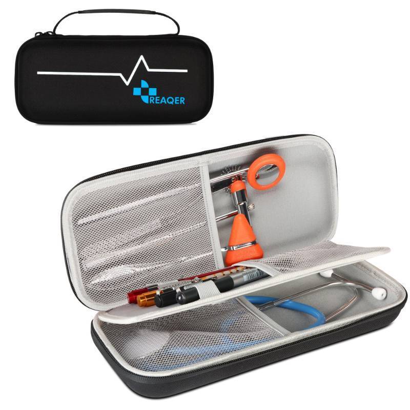 lot 52131 image: Stethoscope Case for 3M Littmann Classic III, Lightweight II S.E, MDF Acoustica Deluxe Stethoscopes - Extra Room for Medical Bandage Scissors EMT Trauma Shear and LED Penlights, Black