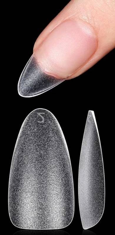 lot 13114 image: TOMICCA Medium Almond Nail Tips - 360Pcs Acrylic Gel Nails Double-sided Matte Pre-Shaped Fake Nails, 10 Sizes Soft Full Cover Clear Gelly Press on Flase Nail Tips for Nail Extensions