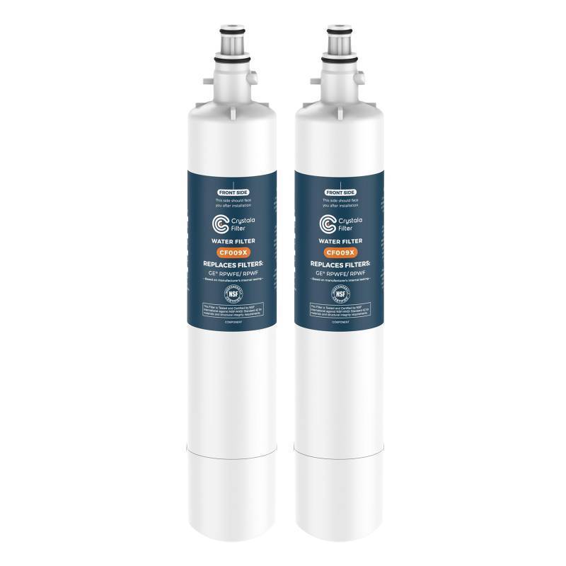lot 32027 image: Crystala Filters Replacement for GE� RPWFE, RPWF (with CHIP) Refrigerator Water Filter, Compatible with WSG-4, WF277, GFE28GMKES, PFE28KBLTS, GYE22HMKES, DFE28JSKSS, GFE28GYNFS, GFD28GYNFS, 2 Pack