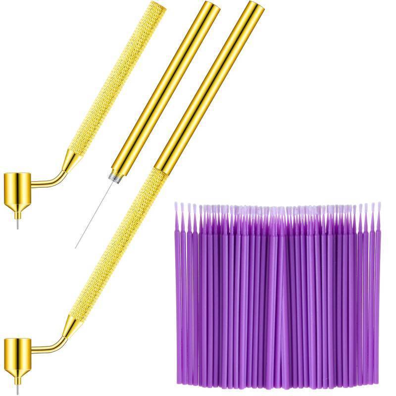 lot 32056 image: Tondiamo 100 Pack 0.5 mm Touch up Paint Brushes Repair Pen Gold Writer Paint Applicator Pen Detailing Fluid Writer Pen Disposable Micro Applicators for Auto Repair Chip Automotive Scratch