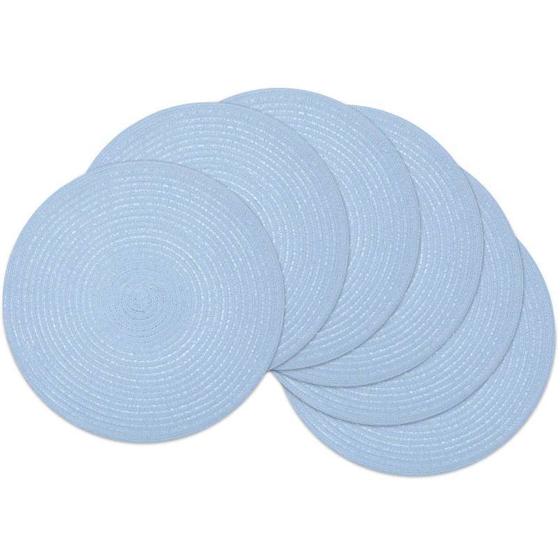 lot 32083 image: SHACOS Round Braided Placemats Set of 6 Round Table Mats for Dining Tables 15 inch (Light Blue, 6)
