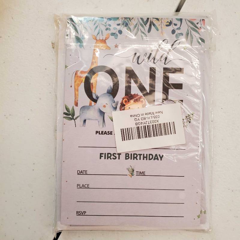 lot 31089 image: LoaHak Party Animal Birthday Decorations, Jungle Animals Party Celebration, First Birthday Jungle Animals Invitations. (035)