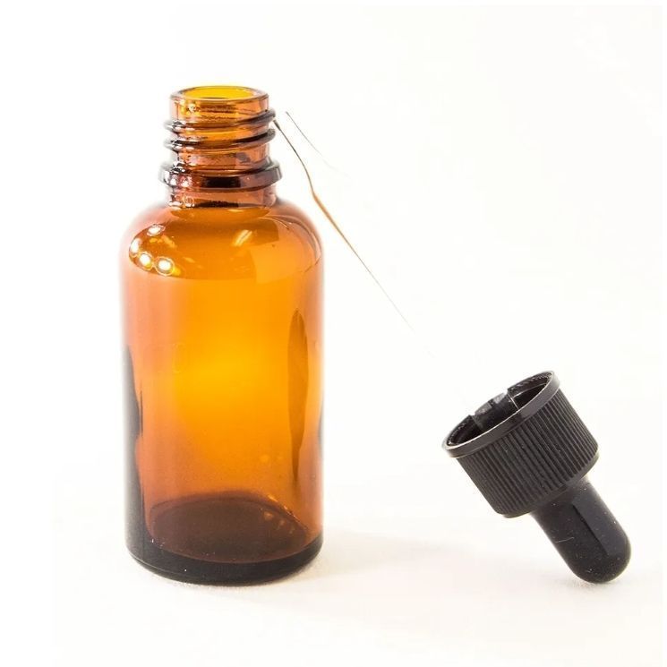 lot 31751 image: 1oz Amber Glass Bottles for Essential Oils with Glass Eye Dropper