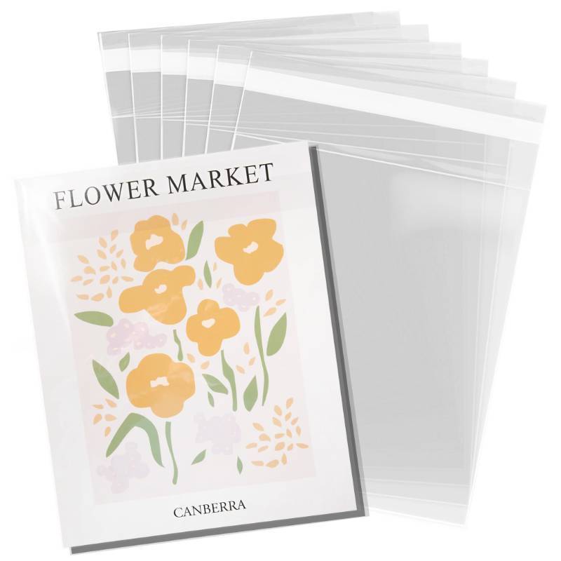 lot 41702 image: Pack It Chic - 11X14 Clear Resealable Cello Poly Bags - Fits 11X14 Prints, Photos, Documents - Self Seal