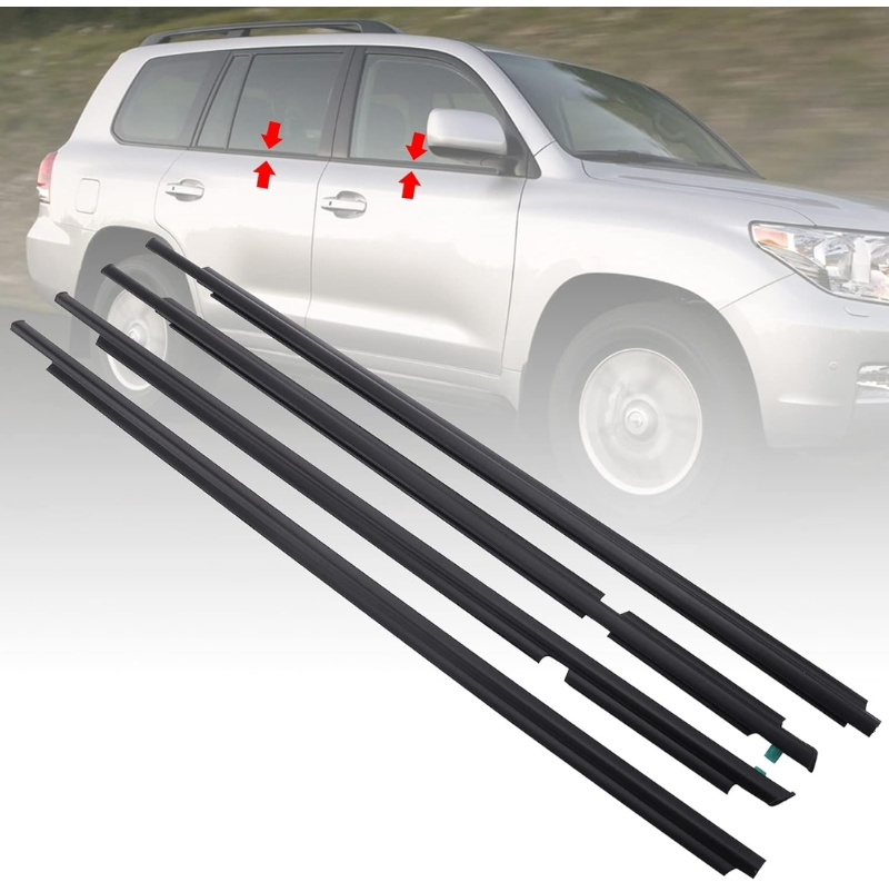lot 10357 image: MotorFansClub 4PCS Weatherstrip Window Sealing Fit for Land Cruiser Prado GX470 2003 2004 2005 2006 2007 2008 2009 Sealing Strip Door Outside Trim, Black