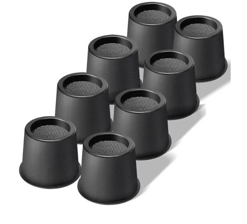lot 31944 image: Bed RiserFurniture Lift BedBed risersFurniture LifterTable risersFrame Risers Create Under Bed Storage Heavy Duty for Furniture Height Adjustment Round Black (8 Pack, 4 Inch)