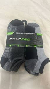 lot 5432 image: Zone Pro Mens Half Cushion Low Cut Socks - 6 Pair Pack