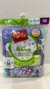 lot 5440 image: Hanes Girls  Breathable Cotton Briefs 6-Pack - Size - 10 - Color - Assorted