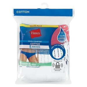 lot 5441 image: Hanes Cool Comfort Cotton Bikinis  Size 5S  Assorted Colors & Patterns  5 Pairs
