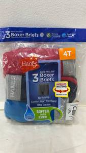 lot 5442 image: 3-pack Hanes Tagless Boys Boxer Brief Underwear Size 4t