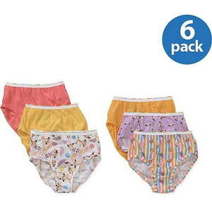 lot 5443 image: Hanes Girls Brief Underwear  6 Pack Panties Sizes 8