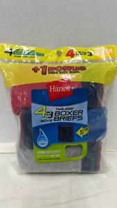 lot 5445 image: Hanes Boys Tagless Boxer Briefs 4 Pairs Size M 10-12