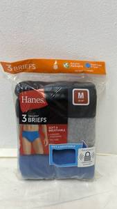lot 5447 image: Hanes Mens Tagless Wicking Cool Comfort Briefs 3 pack  sz M  (32-34)