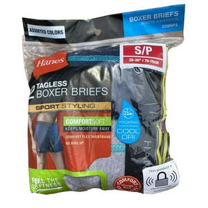 lot 5456 image: Hanes Men s 2 Pk Tagless Boxer Briefs Size Small