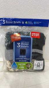 lot 5459 image: Hanes Toddler Boys 3 Boxer Briefs Size 2T-3T Comfortsoft Tagless