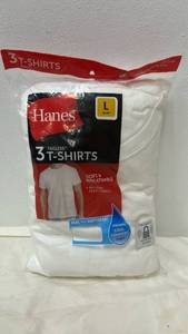 lot 5461 image: Hanes Mens 3 pack  Crew Neck T-Shirt- L White