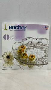 lot 5487 image: Anchor Hocking Savannah 12 Egg Plate Deviled Egg Serving Plate 86108l Floral