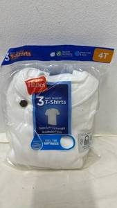 lot 5508 image: Hanes Toddler Boys Crewneck T-Shirt 3 Pack Undershirts ComfortSoft White 4t