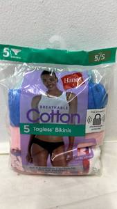 lot 5512 image: Hanes Cool Comfort Cotton Bikinis  Size 5S  Assorted Colors & Patterns  5 Pairs