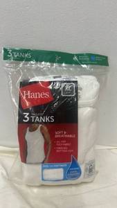 lot 5513 image: Hanes Mens White Tank Top 3-Pack XL