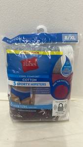 lot 5519 image: Hanes Cool Comfort Cotton Sporty Hipsters 5-Pack Size 8XL