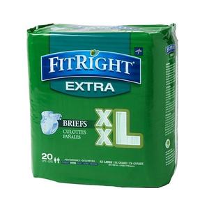 lot 8000 image: FitRight OptiFit Extra Briefs with Tabs  Adult Incontinence Brief  Moderate Absorbency  2XL  60 -70   20 Count