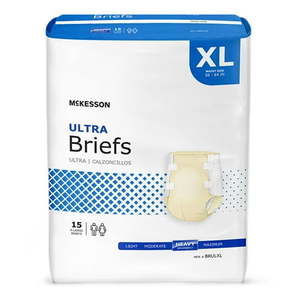 lot 8008 image: McKesson Ultra Incontinence Briefs - Absorbent  Disposable  Unisex - XL  15 Count  1 Pack