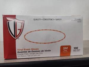 lot 8011 image: Powder-Free Vinyl Exam Gloves - Small (100 Count)