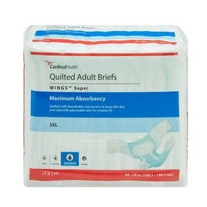 lot 8017 image: Unisex Adult Incontinence Brief Wings Super 2X-Large (Bag of 12)