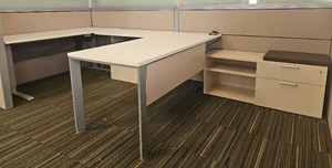lot 13012 image: Modern L-Shaped Office Desk with Storage