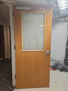 lot 13071 image: Commercial Wood Door with Window and Blinds