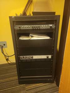 lot 20384 image: Professional Audio Equipment Rack with Crown Amplifier