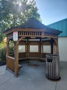 lot 3262 image: Wooden Outdoor Gazebo with Built-in Benches