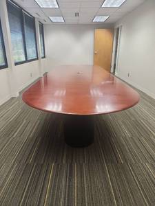 lot 13165 image: Large Cherry Wood Conference Table with Dual Pedestal Base