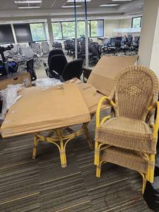 lot 20439 image: French Bistro Rattan Chair with Yellow Frame