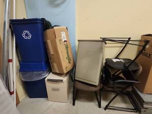 lot 20451 image: Office Clean Out Bundle - Furniture & Recycling Set
