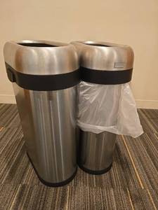 lot 13111 image: (2) Simplehuman Stainless Steel Commercial Trash Cans