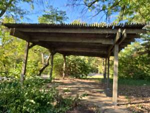 lot 49821 image: Wooden Garden Pergola with Original Hardware