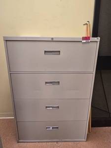 lot 20096 image: 4-Drawer Lateral File Cabinet - Light Gray