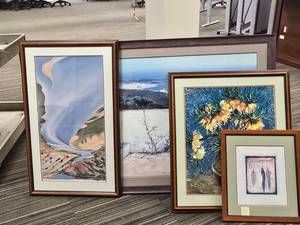 lot 20106 image: Art Print Collection - Sunflowers, Feathers & Landscape