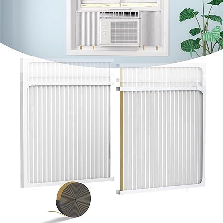 lot 5314 image: Window Air Conditioner Side Panel with Adjustable Frame, Universal Window AC Accordion Filler Kit for Window Units 500014000 Btu, Window AC Insulation Side Panels with Frame