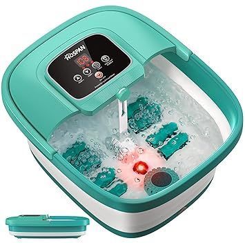 lot 8268 image: HOSPAN Collapsible Foot Spa with Heat, Bubble, Red Light, and Temperature Control, Foot Bath Massager with 8 Shiatsu Massage Rollers, Pedicure Foot Spa for Relaxation